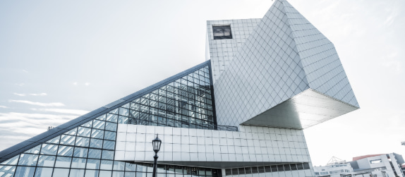 exterior of the rock and roll hall of fame