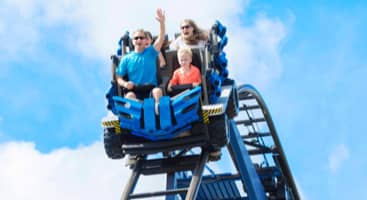 A family on a roller coaster